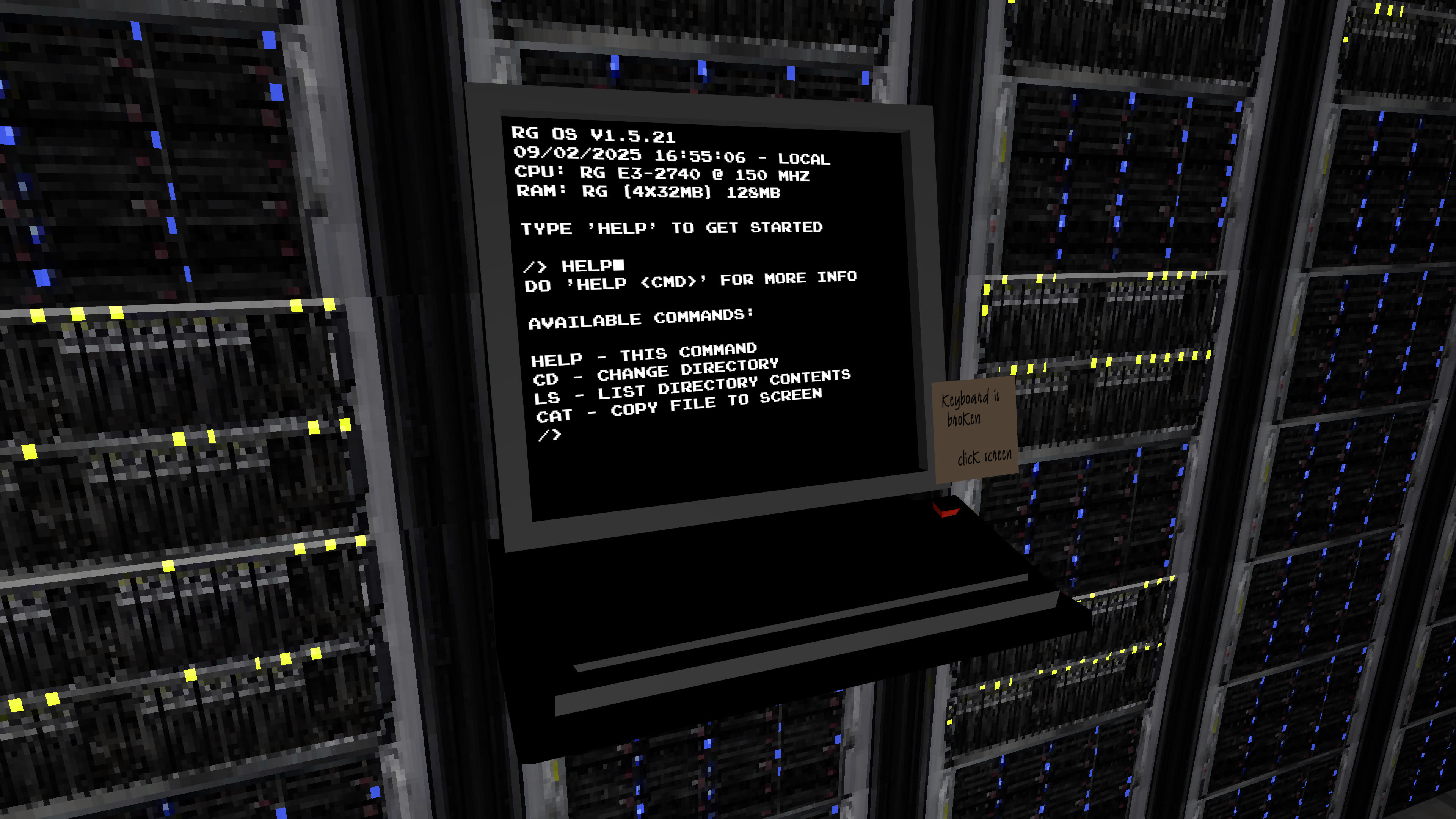 The server console used in the game.